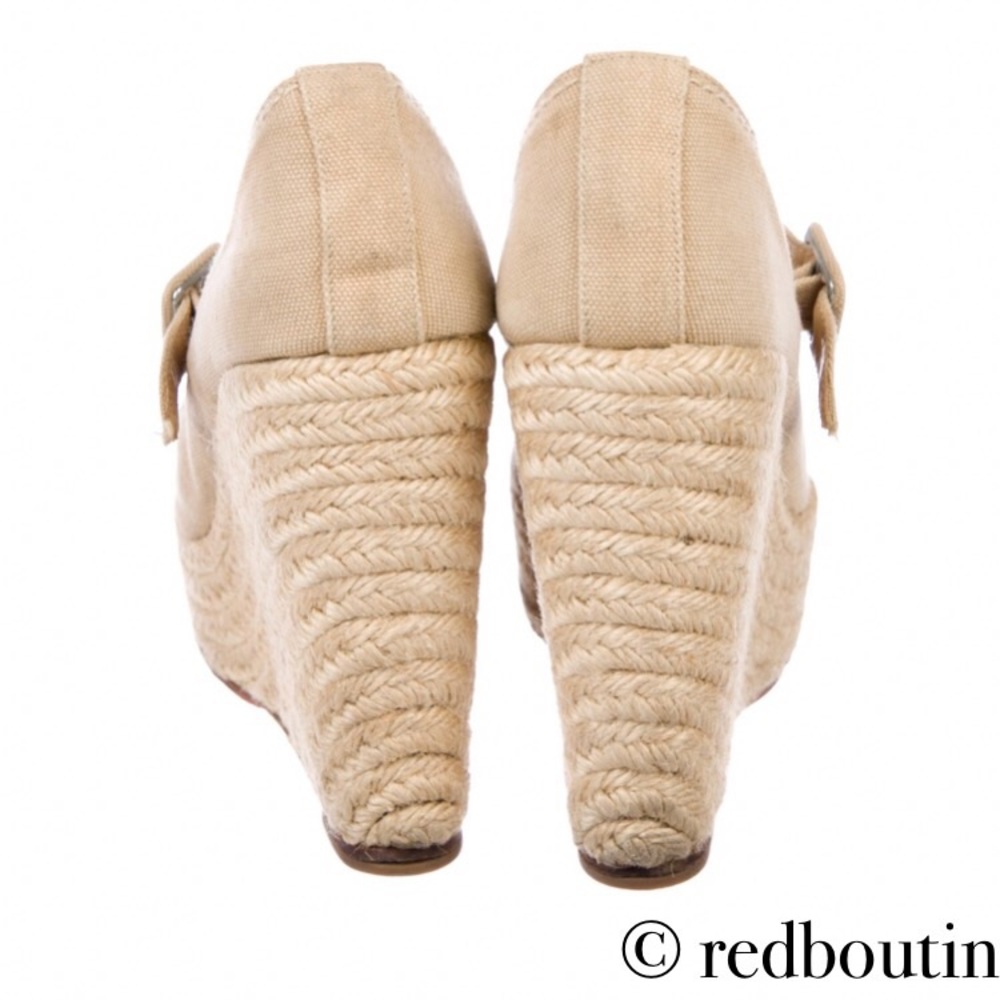👠sold👠CHRISTIAN louboutin Tan Canvas espadrilles - Picture 3 of 4